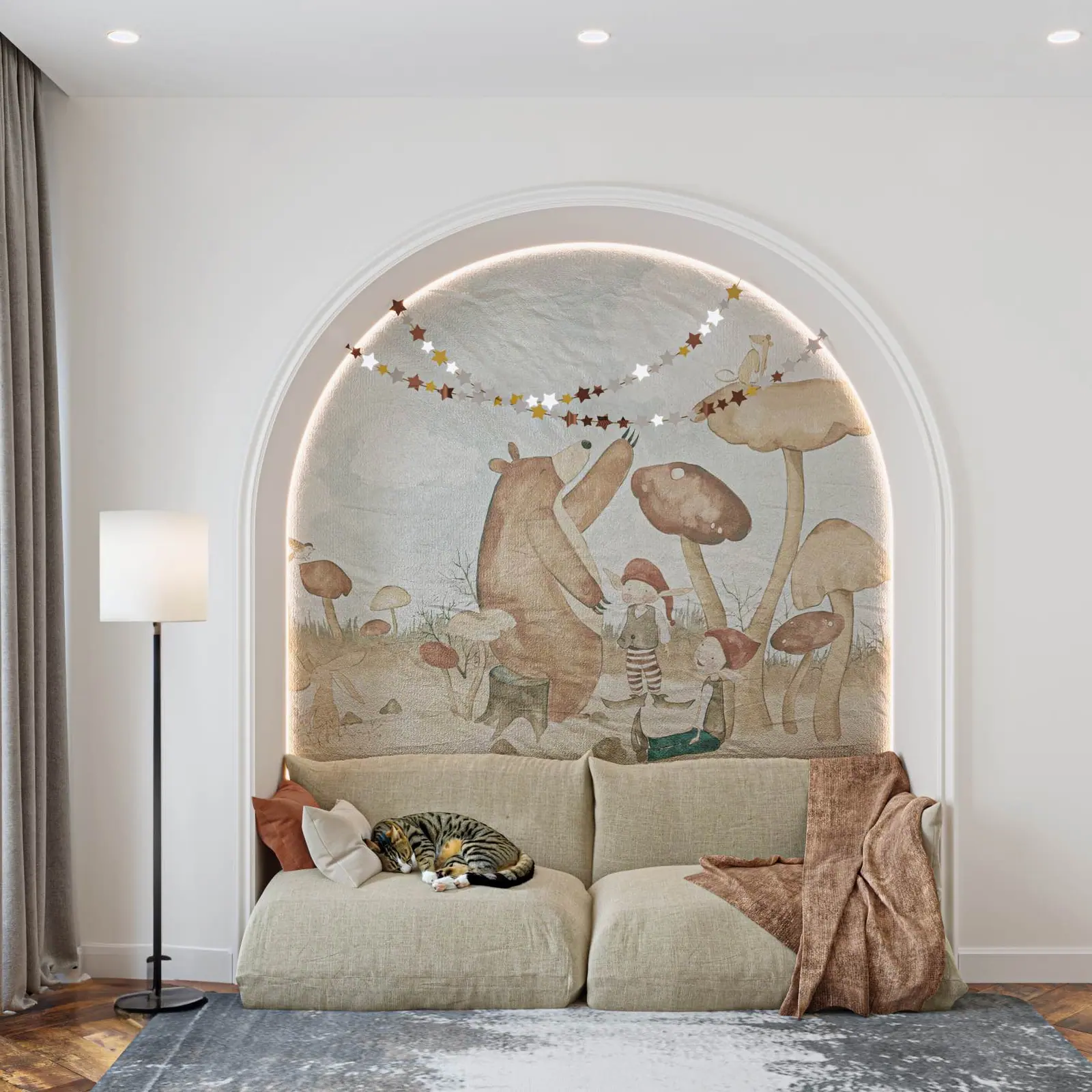 Çocuk odası, duvar resmi ve kemerli niş — Çocuk Odası / İzmir, Güzelyalı, İzmir