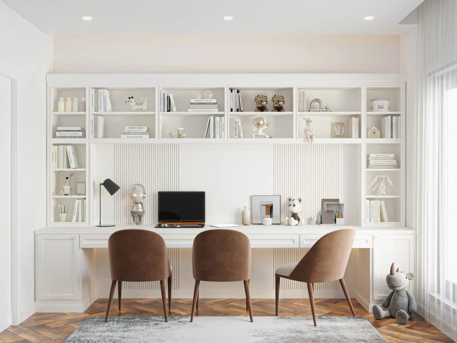 Çocuk odası çalışma masası ve raf duvarı — Çocuk Odası / İzmir, Güzelyalı, İzmir